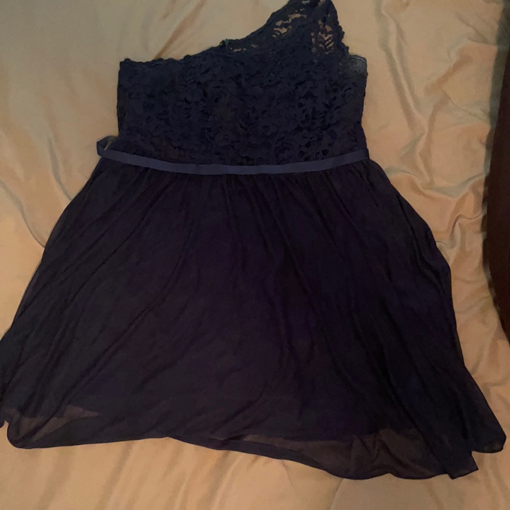 Navy lace bridesmaid dress